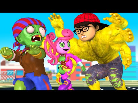 Good Brother Nick transform NickHulk vs Couple Zombie MOMMY LONG LEGS - Scary Teacher 3D Funny