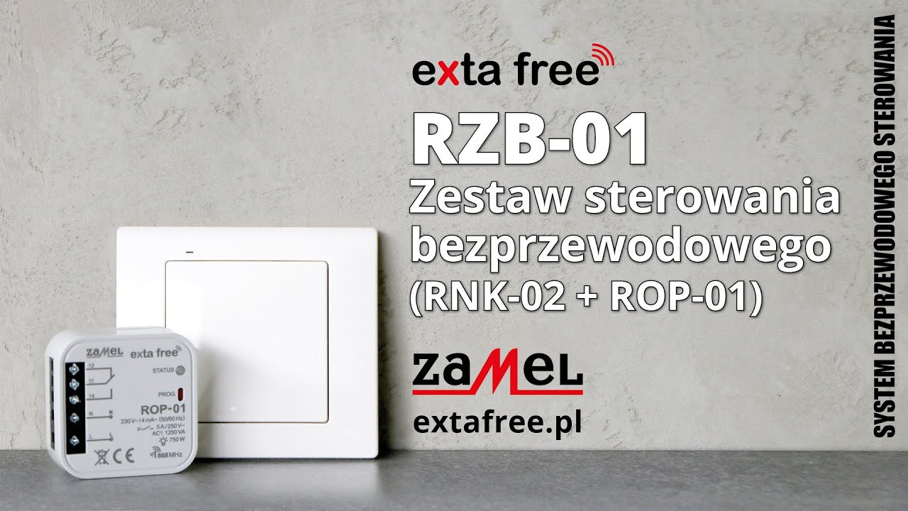 RZB-01 Zestaw sterowania bezprzewodowego ROP-01 + RNK-02, sterowanie oświetleniem, Zamel, exta free