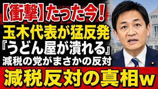 【衝撃】玉木代表「うどん屋が潰れる」と猛反発！減税の党がまさかの減税反対、その本当の理由