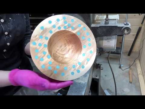 Woodturning a Maple Bowl with Turquoise Milliput Rim
