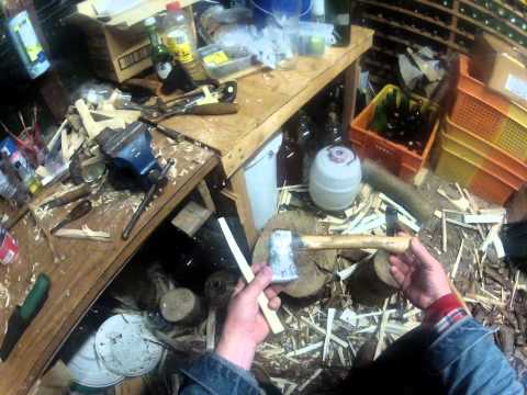 Testing my new GoPro head camera chopping wood in the shed