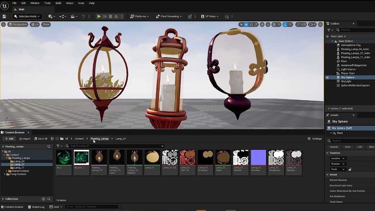 Stylized Fantasy Floating Lamp for Halloween 3D Model