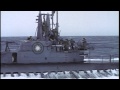 Smoke Arises As A Mine Explodes After Being Fired From A Submarine Underway In Th HD Stock Footage