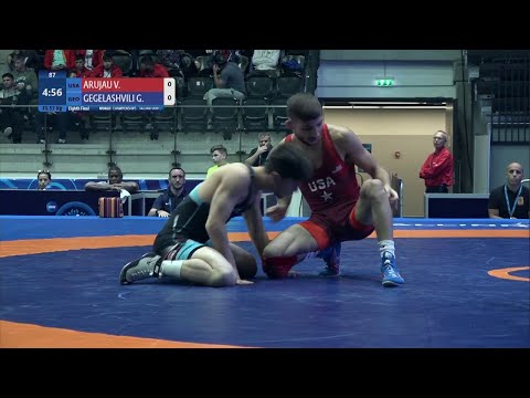 1/8 FS - 57 kg: V. ARUJAU (USA) v. G. GEGELASHVILI (GEO)
