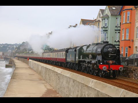 46100 Royal Scot & 47805 on Dawlish Sea Wall on "The Welshman"   14/09/21