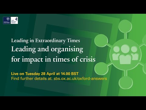 Leading and organising for impact in times of crisis