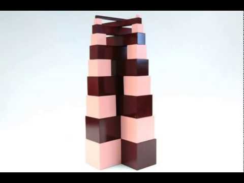 Cartel del vídeo de YouTube para Torre de apilamiento rosa Montessori