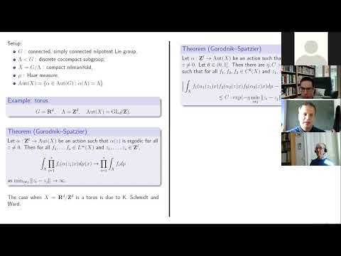Peter Varju (Cambridge), "Exponential mixing of commuting nilmanifold automorphisms"