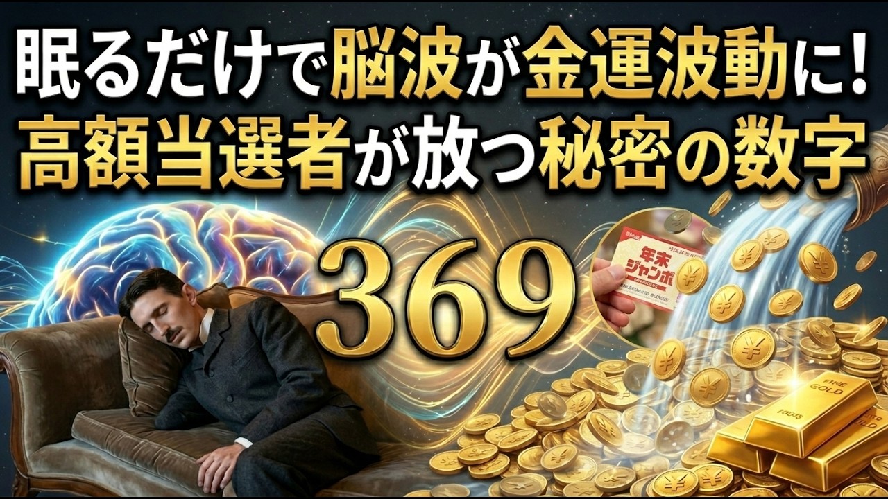 【寝るだけ】宝くじ高額当選の脳波へ。369周波数で潜在意識を書き換える夜