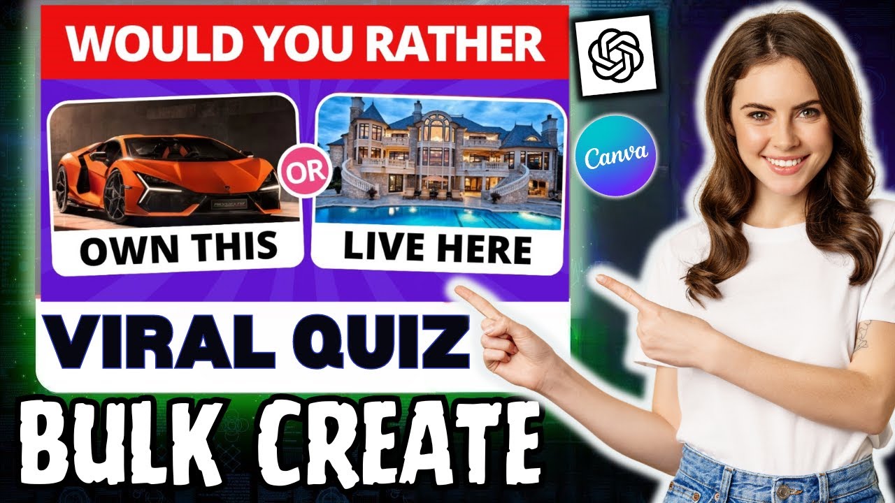 Create Viral 'Would You Rather' Quiz Using Chat GPT & Canva In 10 Mins. #bulkcreate