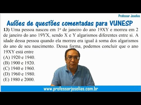 QUESTÃO 13 - Aulões de questões para VUNESP -  Matemática e raciocínio lógico