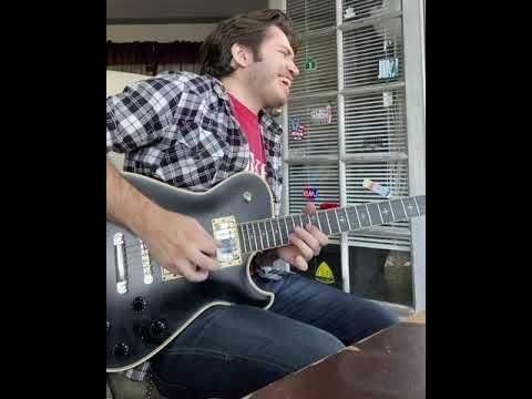 Eric Steckel at home in Los Angeles playing signature guitar and pickups.