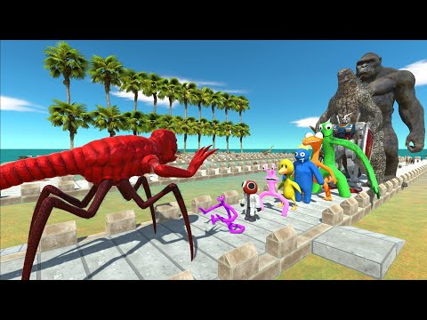 Titanus Red vs Rainbow Friends COCONUT DEATH RUN - Animal Revolt Battle Simulator