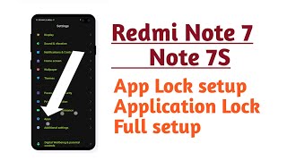 Redmi Note 7 , Note 7S , App Lock Application lock setup