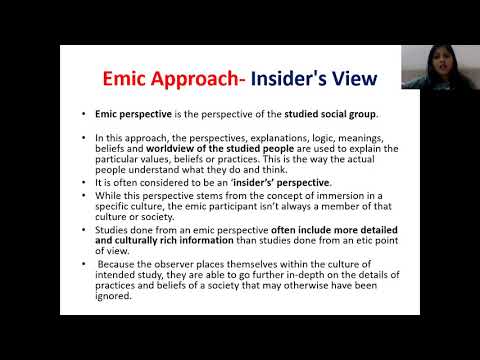 ETIC AND EMIC APPROACH