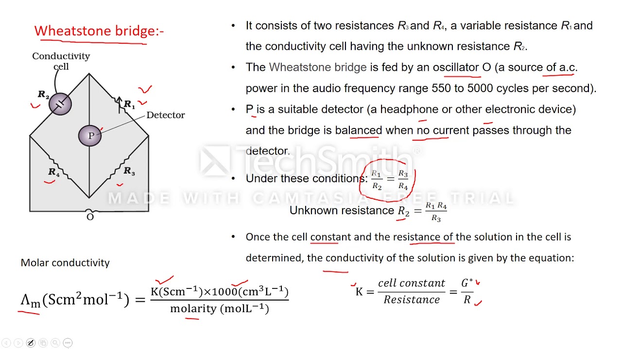 Chemistry 12 Chapter 3 Electrochemistry Measurement of conductivity of ionic solutions,Cell Constant
