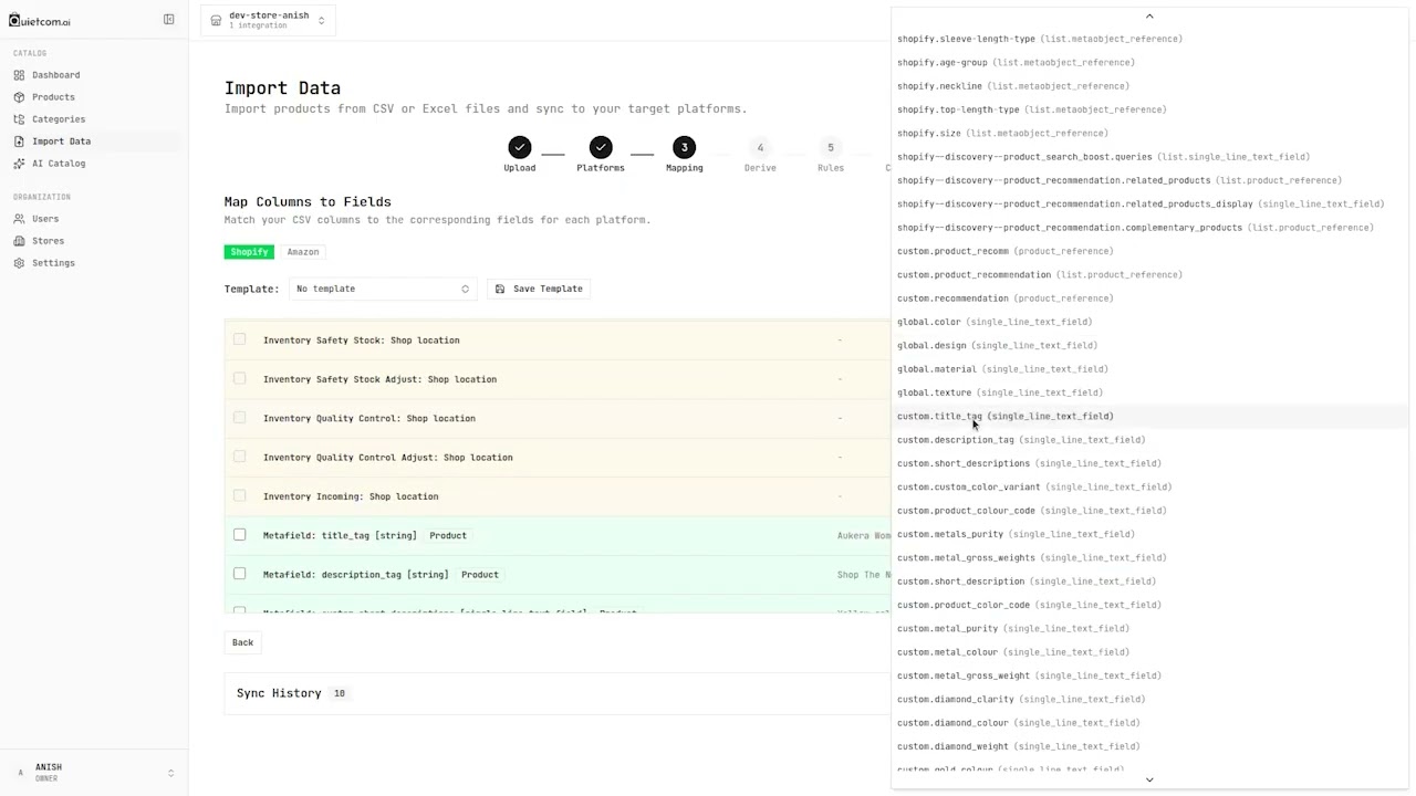 How to Import and Sync Product Catalog Data from Quietcom Catalogue to Shopify