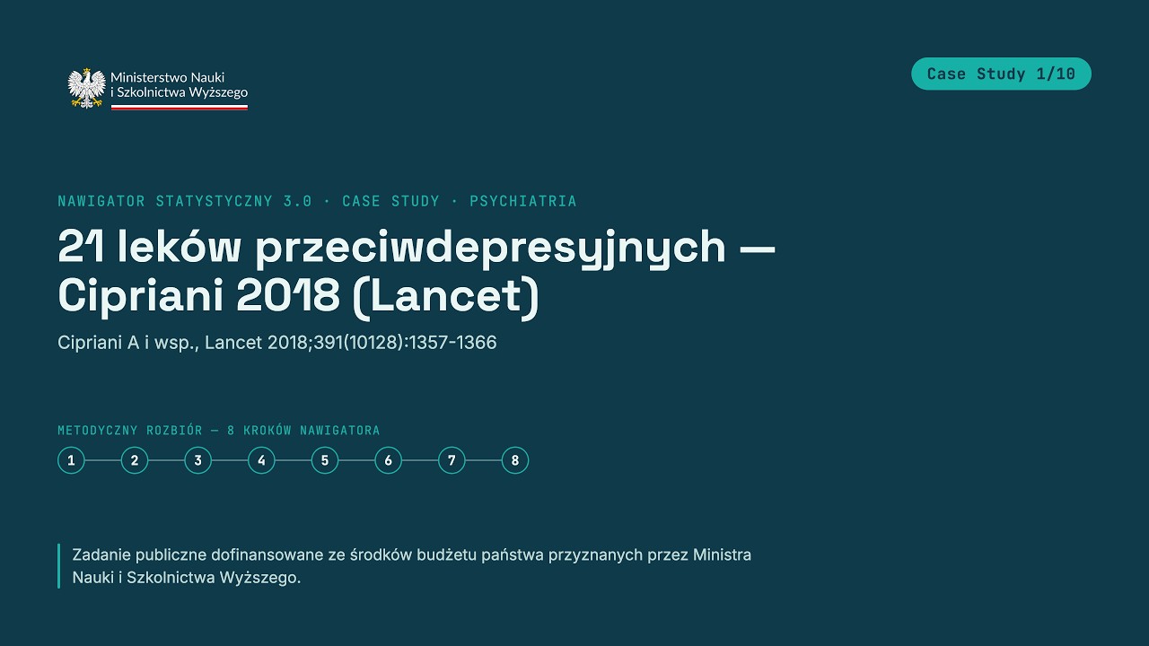 Metaanaliza sieciowa: 21 leków przeciwdepresyjnych (Cipriani 2018)