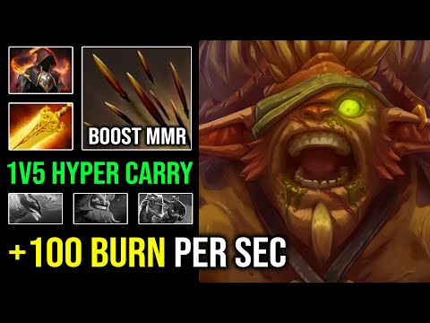 WTF +100 Burning Damage Per Second 1v5 Hyper Carry Bristleback with Radiance Flame Cloak Dota 2
