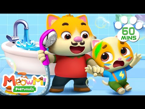 🐱 Show da Família Gato - Hora do Banho, Bebê Timi! 🛁🚿 | 1 Hora | Canções Infantis