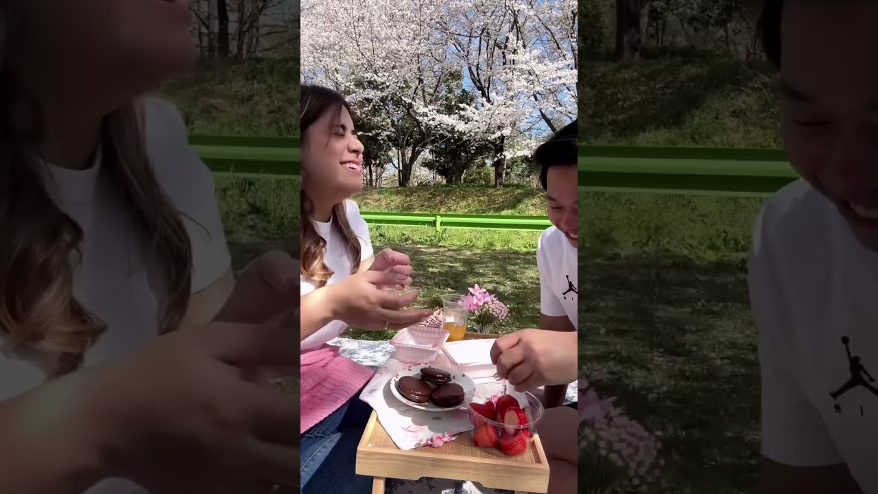 Piquenique romântico no Japão: vivendo um dorama na vida real! 🧺🌸✨ #dorama #japão #japan #vlog