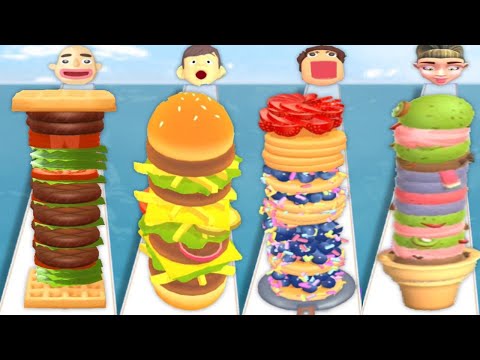SANDWICH RUNNER vs BURGER RUN vs PANCAKE RUN vs ICE CREAM RUN - Quadruple Gameplay Satisfying ASMR