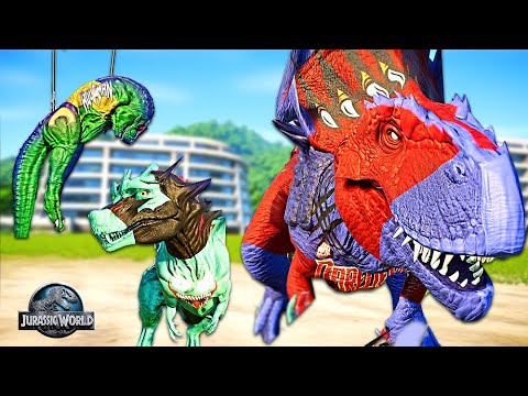 Jurassic World Evolution- Daredevil Ultimasaurus Vs Carnage Acrocanthosaurus & T-REX Dinosaurs Fight