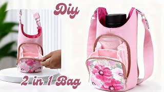 DIY Crossbody Water Bottle Bag with Phone Pocket | Easy Sewing Tutorial for Beginners