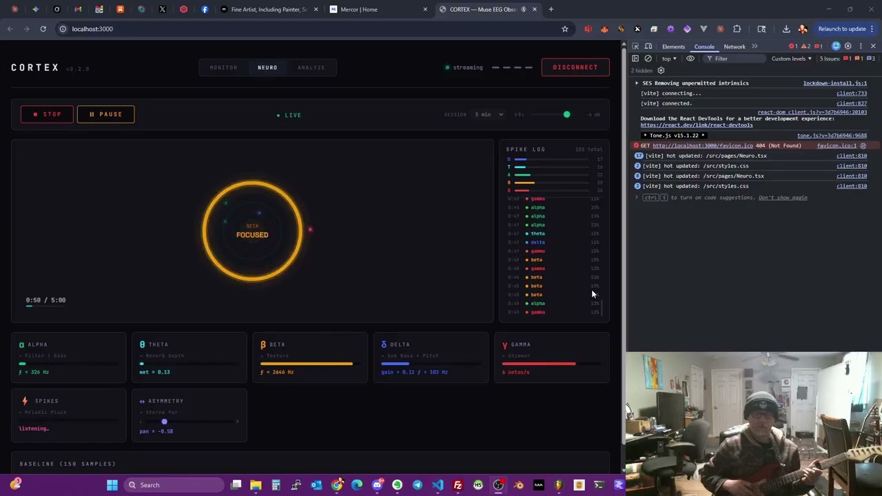 NEURO App/Interface for MUSE Headband using React, Javascript and Web Bluetooth API