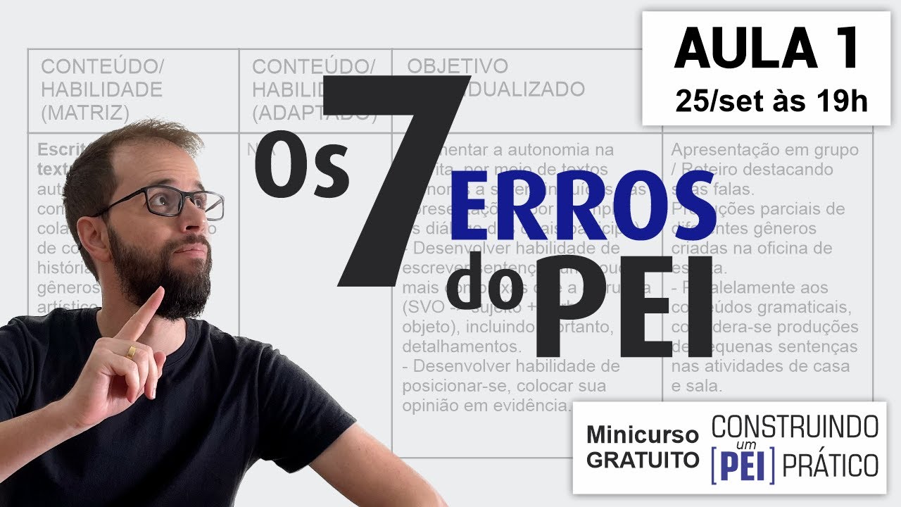 Aula 1 - Erros técnicos no PEI que travam a inclusão escolar (Construindo um PEI Prático)