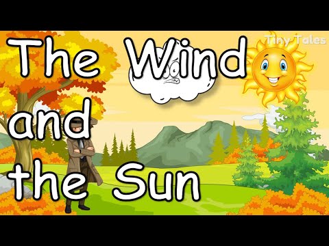 The Wind and the Sun in English with subtitles | 1 Minute Stories | Tiny Tales | Audiobook | class 4