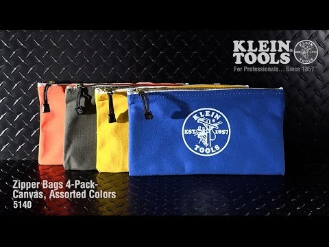 Klein Tools Zipper Bags, Canvas Tool Pouches Olive/Orange/Blue/Yellow,  4-Pack 5140 - The Home Depot