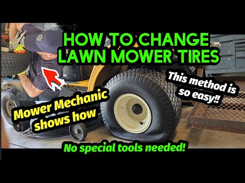 Change Riding Lawn Mower Tires Easy! No special tools needed!! Mechanic shows secrets
