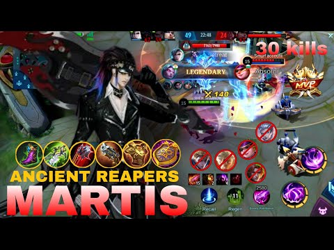 30kills + New Meta Martis |Aggressive Gameplay | Martis Best Build 2022 | mobile legends bang bang.