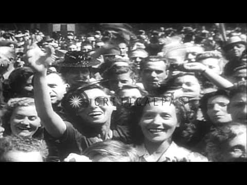 Pope Pius XII addresses a large crowd after the liberation of Rome from German co...HD Stock Footage