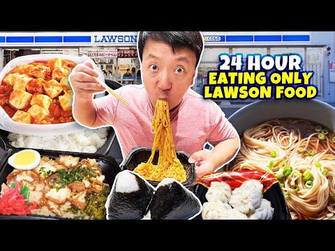 24 Hours Eating ONLY at Japanese Convenience Store LAWSON FOOD REVIEW