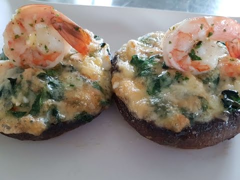 Stuffed Portobello Mushrooms with Shrimp spinach & Brie cheese