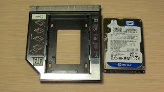 Установка HDD вместо оптического привода. Адаптер из Китая. Видео инструкция.