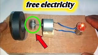 How to make convert energy from dc motor and magnet with bulb | Free electricity | science project
