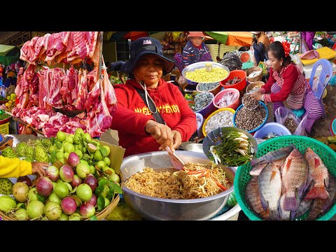Cambodian Lively Market @ Prek Phnov - Fruits, Vegetables, Seafood, Raw Meat, & More