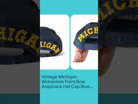 Vintage Michigan Wolverines Front Row Snapback Hat Cap Blue Embroidered