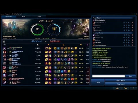 Alistar with Lucian vs. Azir with Jinx - 720p Full Ranked game LoL 5.12