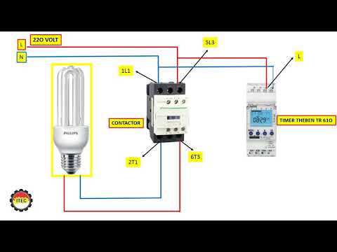 SIMULATION HOW TO INSTALL THEBEN TR 610 DIGITAL TIMER using a Contactor