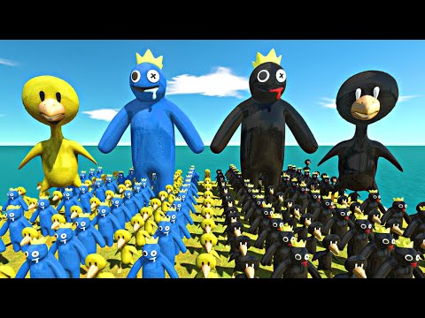 Rainbow Friends Yellow Team + Blue Team vs Shadow Itself - Animal Revolt Battle Simulator