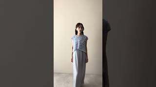 ライトブルーのフラワーチュールトップスドレス 動画