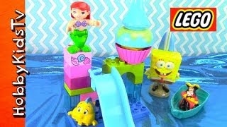 LEGO Ariel Little Mermaid SpongeBob Captain Hook Toy Review Box Open Duplo 105150 by HobbyKidsTV