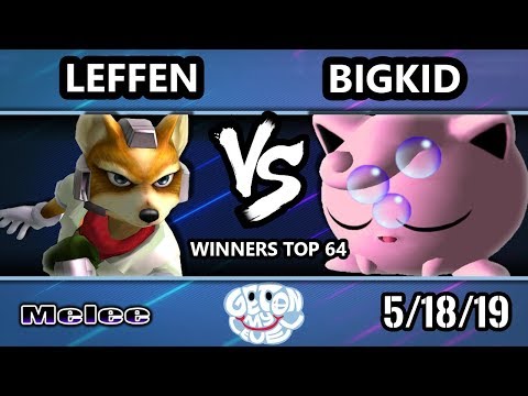 GOML 2019 SSBM - BIGKID (Jigglypuff) Vs. Leffen (Fox) Smash Melee Tournament Winners Top 64