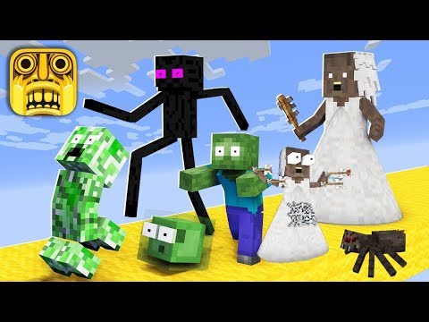 MONSTER SCHOOL GRANNY VS BOWMASTERS & GRANNY vs TAMPLE RUN GAME  CHALLENGE IN MINECRAFT ANIMATION