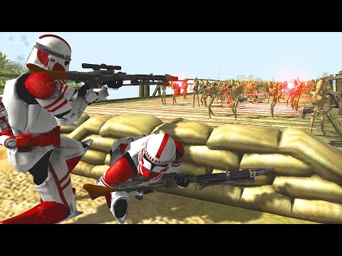 Can 10 Clone Snipers Hold ENDLESS DROID WAVES?! - Men of War: Star Wars Mod Battle Simulator