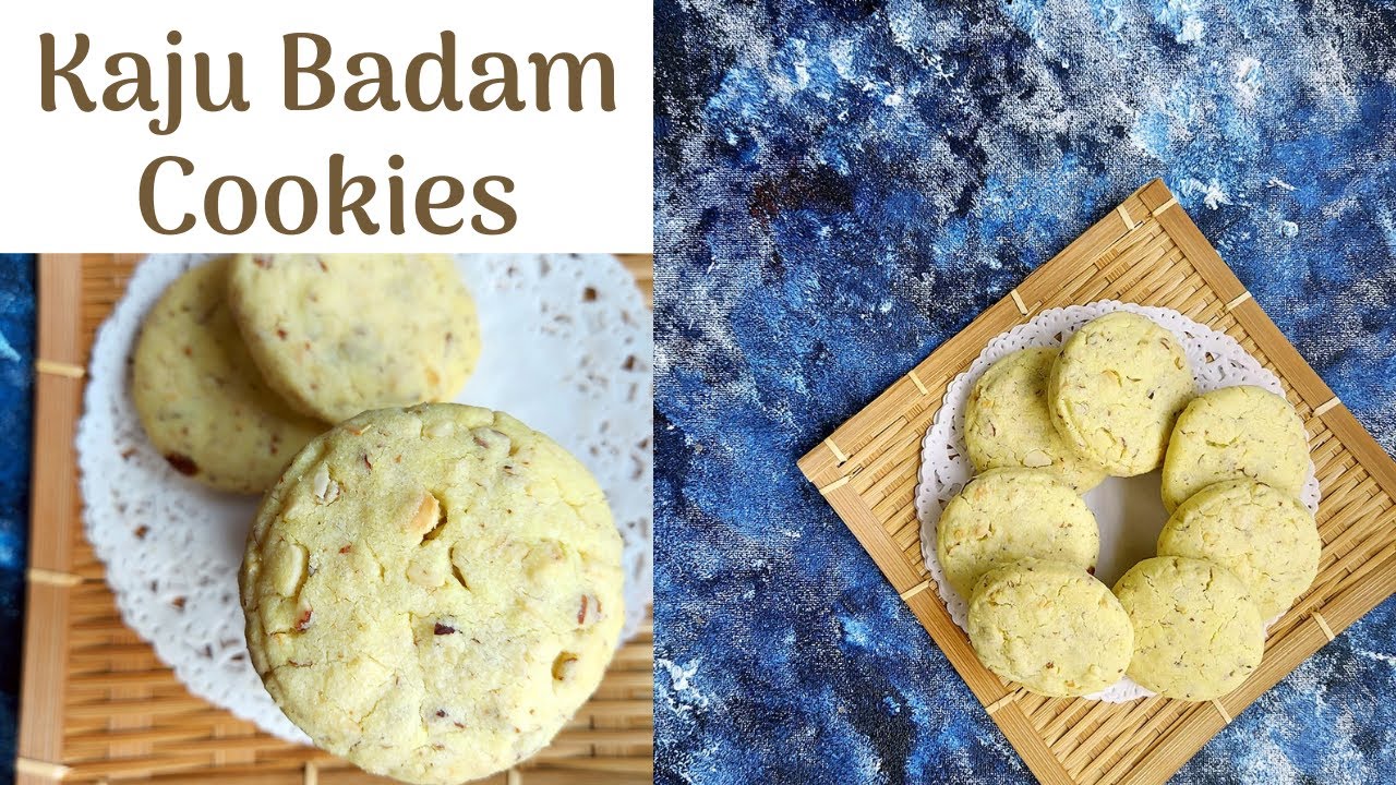 kaju badam cookies | eggless cashew and almond cookies recipe